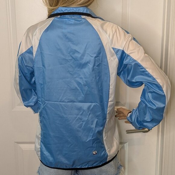 Pearl Izumi Jacket Women's Size Large Blue White Cycling Rip Stop Long Sleeve - Picture 2 of 16